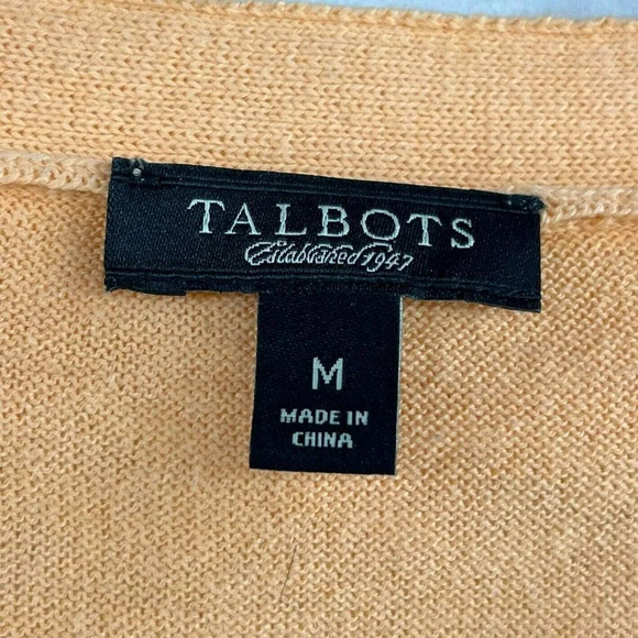 Talbots Cardigan Womens Sz M Orange Sweater Ruffle V Neck Wool Blended Button Up - Picture 10 of 12